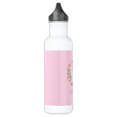 Niedliche Rosa Einhorn-Blume Personalisiert Name Edelstahlflasche (Links)