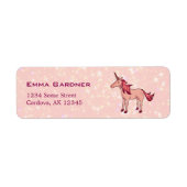 Niedliche Rosa Einhorn Glitzern Rücksendeadresse (Vorne)