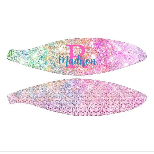 Niedliche Rosa Einhorn-Imitat Glitzer-Monogramm Mini Basketball (Panele)