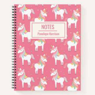 Niedliche rosa Einhornmuster Personalisierte Hinwe Notizblock