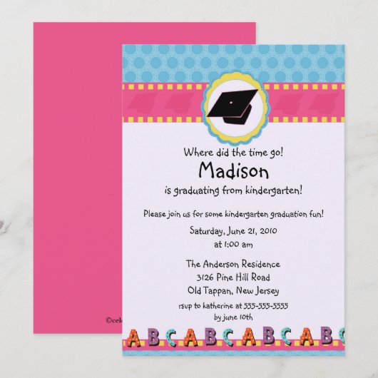 NIEDLICHE rosa Einladung (Vorne/Hinten)