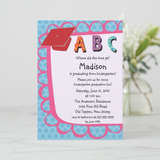 NIEDLICHE rosa Einladung (Stehend Vorderseite)