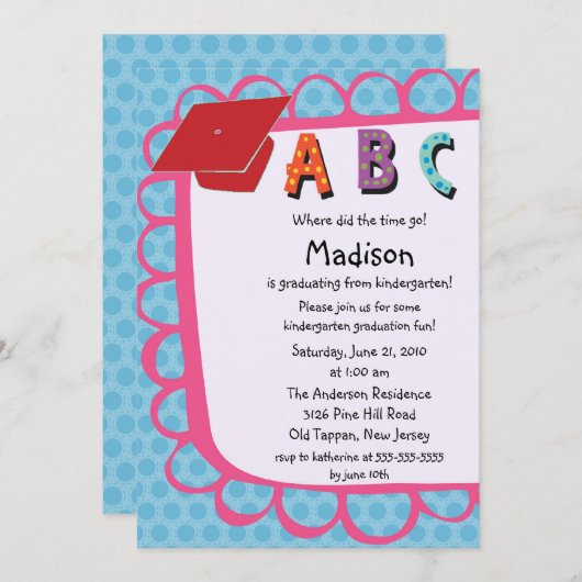 NIEDLICHE rosa Einladung (Vorne/Hinten)