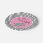 Niedliche rosa Elefant-Mädchen-Baby-Dusche Pappteller (Schrägansicht)