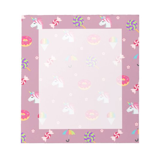 niedliche rosa Emoji unicorns Bonbons Blume Lollip Notizblock (Vorderseite)