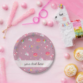 niedliche rosa Emoji unicorns Bonbons Blume Lollip Pappteller (Party)