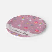 niedliche rosa Emoji unicorns Bonbons Blume Lollip Pappteller (Schrägansicht)