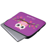 Niedliche rosa Eule auf lila individuellem Namen Laptopschutzhülle (Vorne Knopf)
