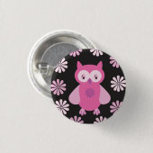 Niedliche Rosa Eule Button (Vorne & Hinten)