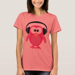 Niedliche rosa Eule DJ mit Kopfhörern T-Shirt