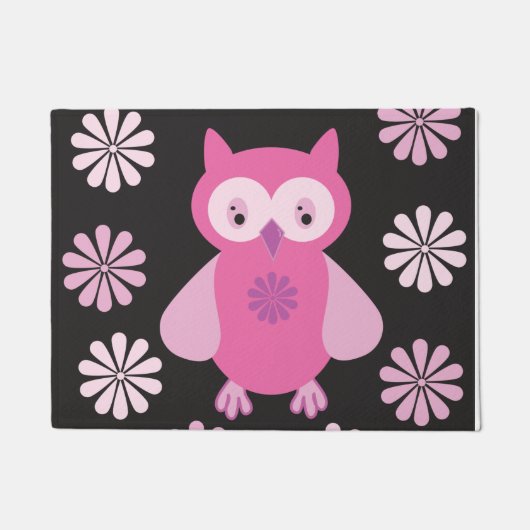 Niedliche Rosa Eule Fußmatte (Vorderseite)