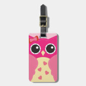 Niedliche rosa Eule Gepäckanhänger (Vorderseite vertikal)