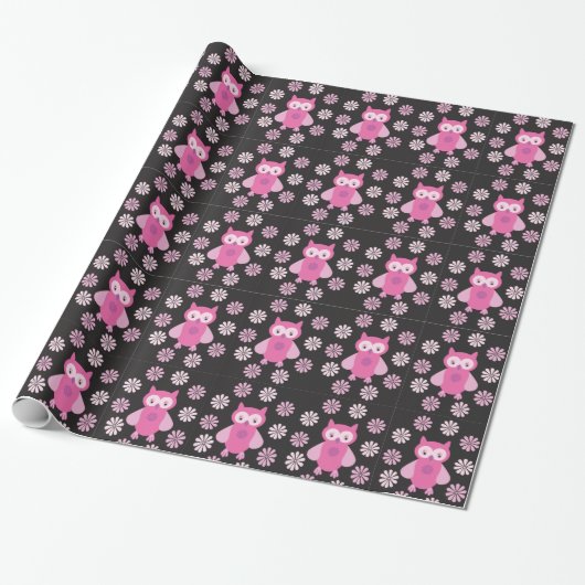 Niedliche Rosa Eule Geschenkpapier (Ungerollt)