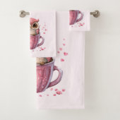 Niedliche rosa Eule im Cup Badhandtuch Set (Insitu)