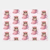 Niedliche rosa Eule im Cup Gemustert Geschenkpapier Set (Vorderseite 3)