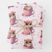 Niedliche rosa Eule im Cup Gemustert Geschenkpapier Set (Beispiel)