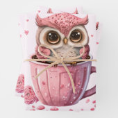 Niedliche rosa Eule im Cup Geschenkpapier Set (Beispiel)