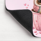 Niedliche rosa Eule im Cup Mousepad (Ecke)