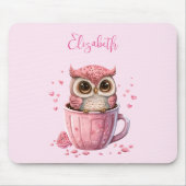 Niedliche rosa Eule im Cup Mousepad (Vorne)