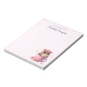 Niedliche rosa Eule im Cup Notizblock (Rotiert)