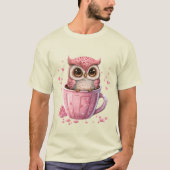 Niedliche rosa Eule im Cup T-Shirt (Vorderseite)