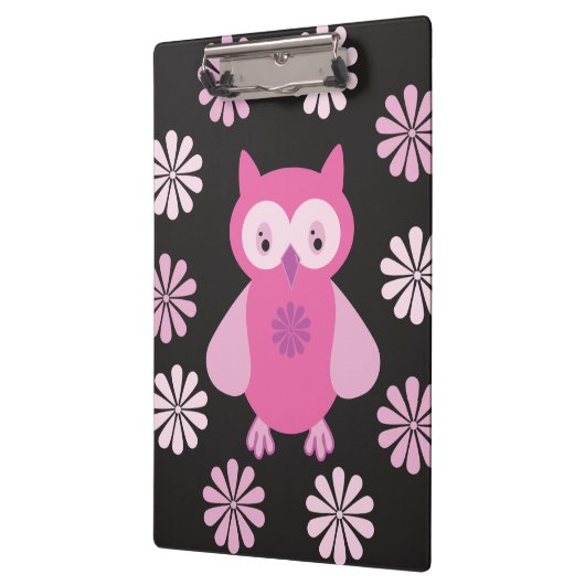 Niedliche Rosa Eule Klemmbrett (Links)