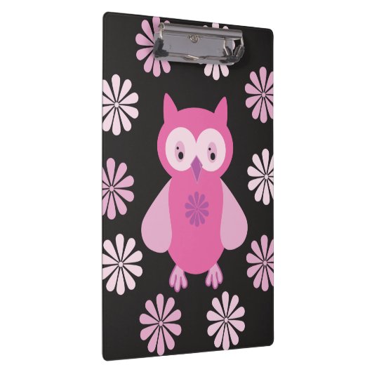 Niedliche Rosa Eule Klemmbrett (Rechts)