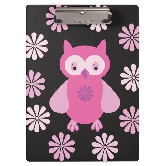 Niedliche Rosa Eule Klemmbrett (Vorderseite)
