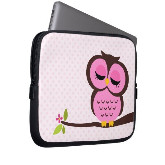 Niedliche rosa Eule Laptopschutzhülle (Vorne Rechts)