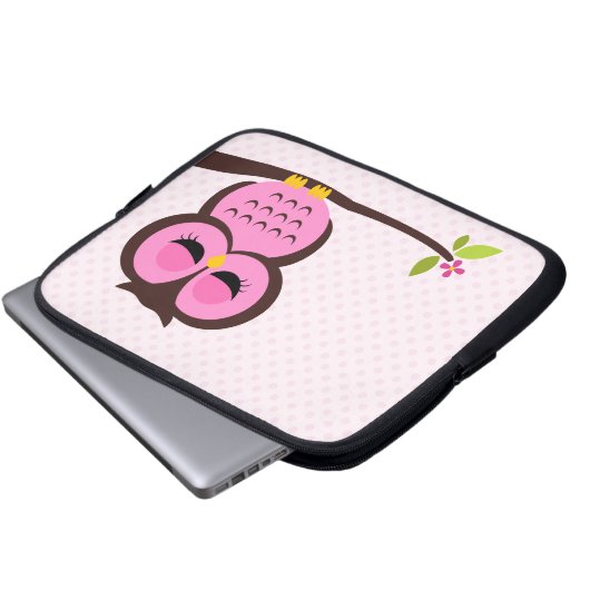 Niedliche rosa Eule Laptopschutzhülle (Vorne Knopf)