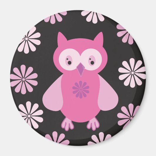 Niedliche Rosa Eule Magnet (Vorne)
