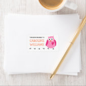 Niedliche Rosa Eule mit Herzmädchen Buchzeichen Bu Adressaufkleber (Insitu)