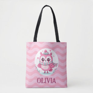 Niedliche Rosa Eule mit Scarf Tasche