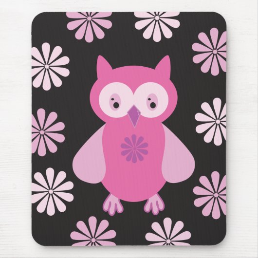 Niedliche Rosa Eule Mousepad (Vorne)