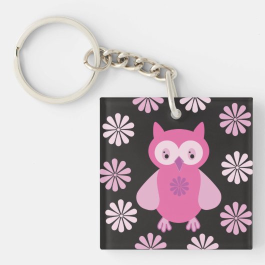 Niedliche Rosa Eule Schlüsselanhänger (Vorderseite)