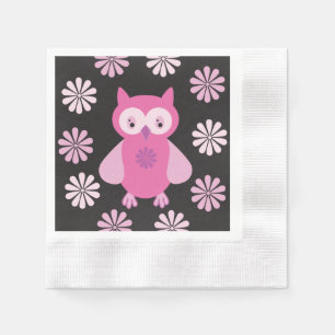 Niedliche Rosa Eule Serviette
