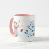 Niedliche rosa Fairy Alle Wünsche sind erfüllt Tasse (Vorderseite Links)