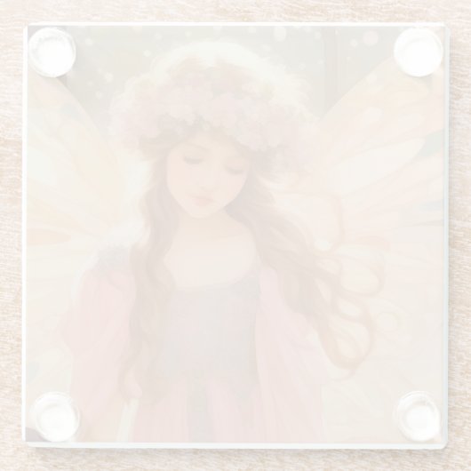 Niedliche Rosa Fairy Fantasy Malerei Glasuntersetzer (Rückseite)