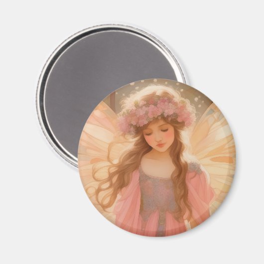 Niedliche Rosa Fairy Fantasy Malerei Magnet (Vorderseite/Rückseite)