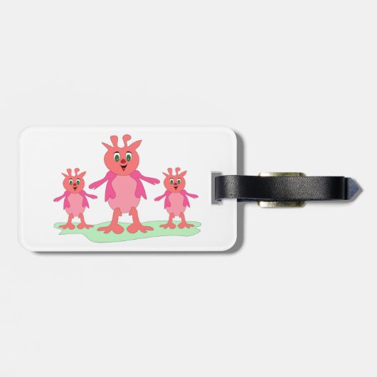 Niedliche rosa Fantasiewesen Whimsistische Außerir Gepäckanhänger (Rückseite horizontal)