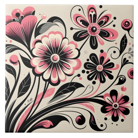 Niedliche Rosa Farbe Pop Blume Fliese (Vorderseite)