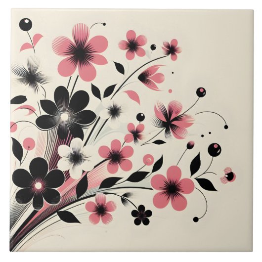 Niedliche Rosa Farbe Pop Blume Fliese (Vorderseite)