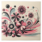 Niedliche Rosa Farbe Pop Blume Fliese (Vorderseite)