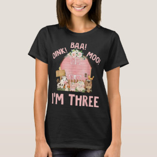 Niedliche rosa Farm Barnyard 3. Geburtstagskleidun T-Shirt