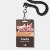 Niedliche rosa Ferkel Tierfotos Ausweis (Vorderseite mit Lanyard)
