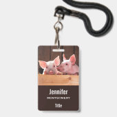 Niedliche rosa Ferkel Tierfotos Ausweis (Rückseite mit Lanyard)