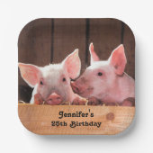 Niedliche rosa Ferkel Tierfotos Geburtstag Pappteller (Vorderseite)