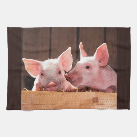 Niedliche rosa Ferkel Tierfotos Geschirrtuch (Horizontal)