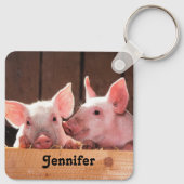 Niedliche rosa Ferkel Tierfotos Schlüsselanhänger (Rückseite)