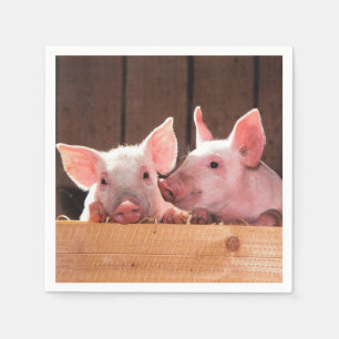 Niedliche rosa Ferkel Tierfotos Serviette